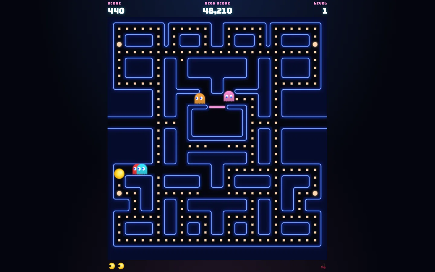 MacMan – HTML5 Pac-Man-style Maze Arcade Game with Classic Ghost AI (Phaser 3 + TypeScript)