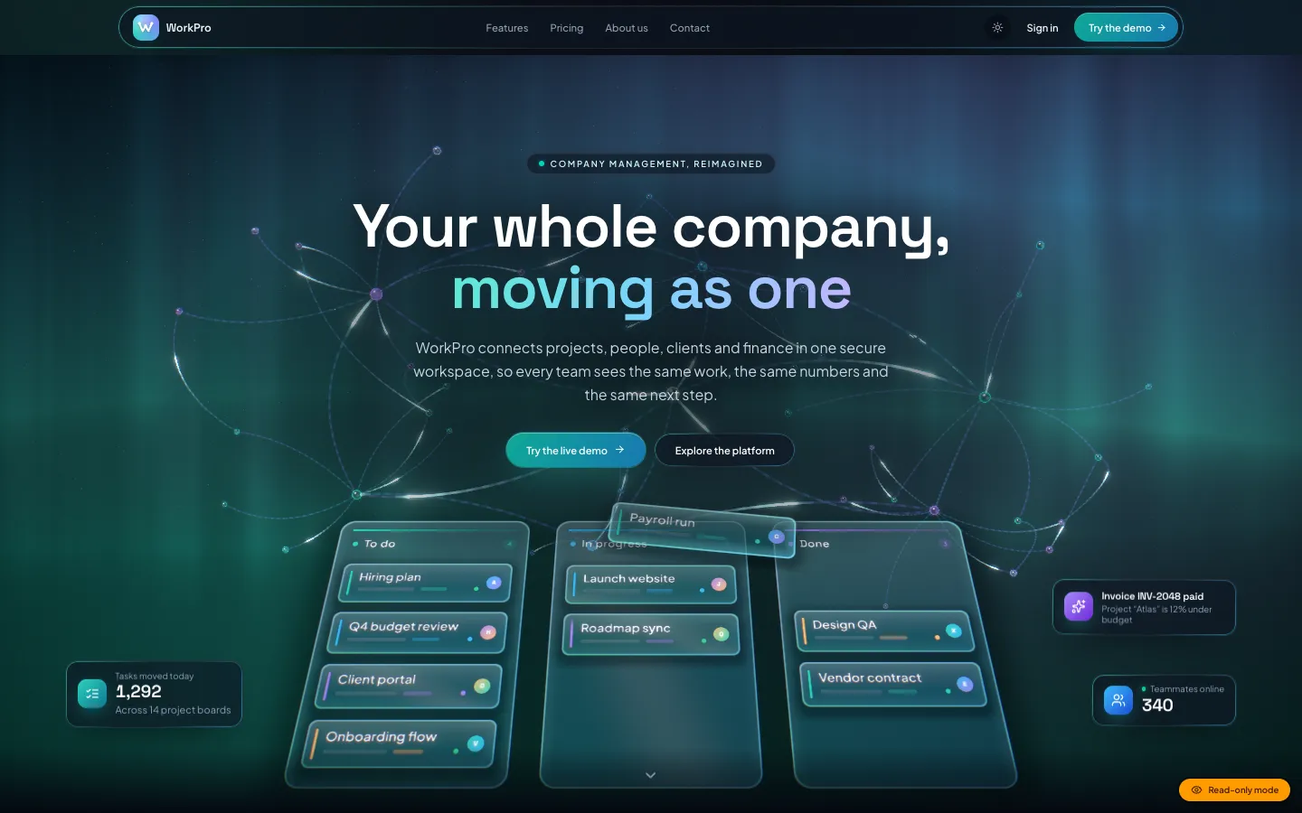 WorkPro – Multi-tenant Company Management Platform: Projects, HR, CRM & Finance (Next.js)