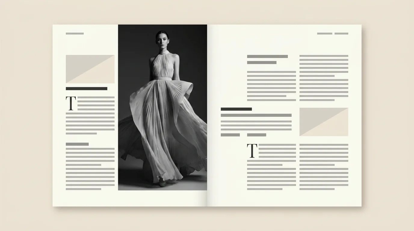 Editorial design example: a magazine spread with a bold photograph and a column grid