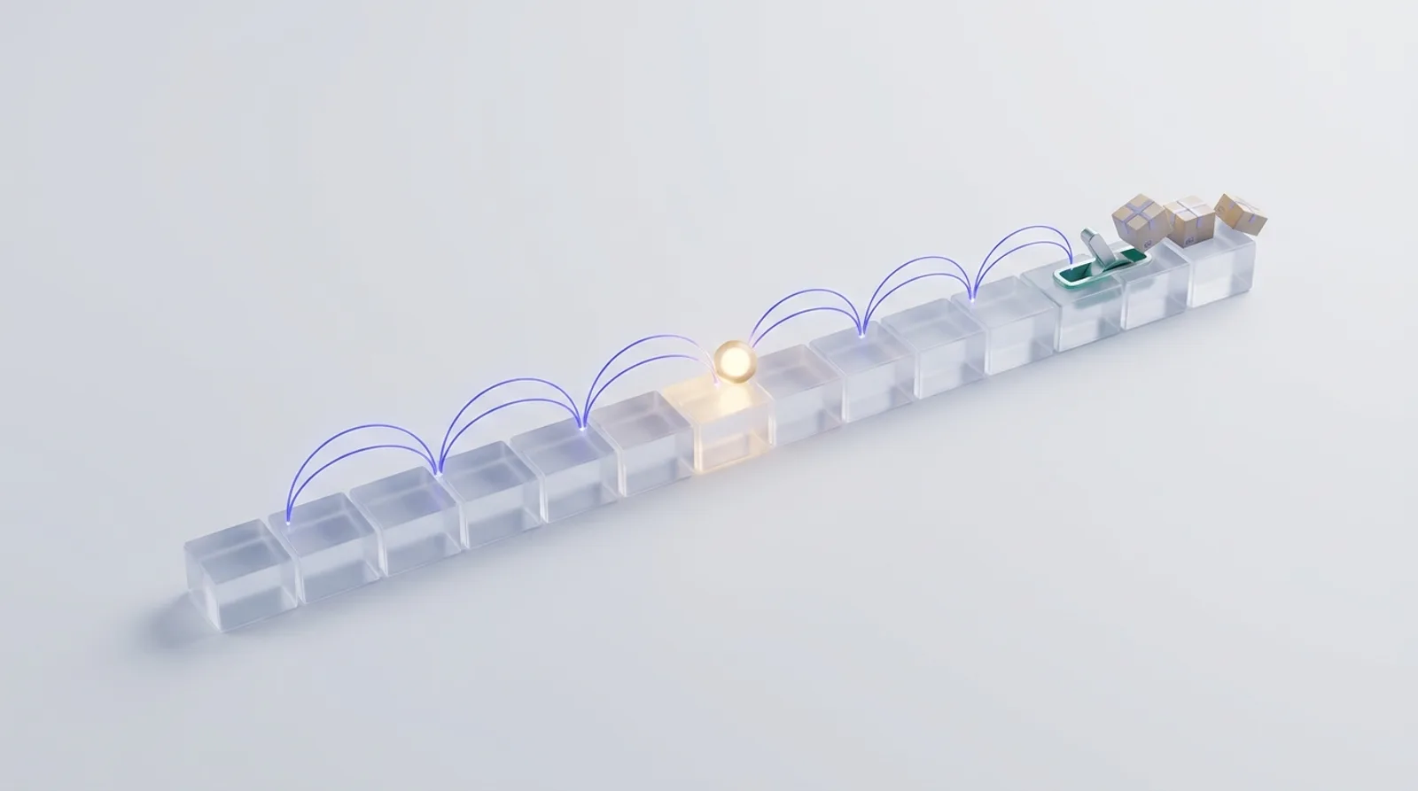 Illustration of size-range blocks on a line with a marker measured in equal steps