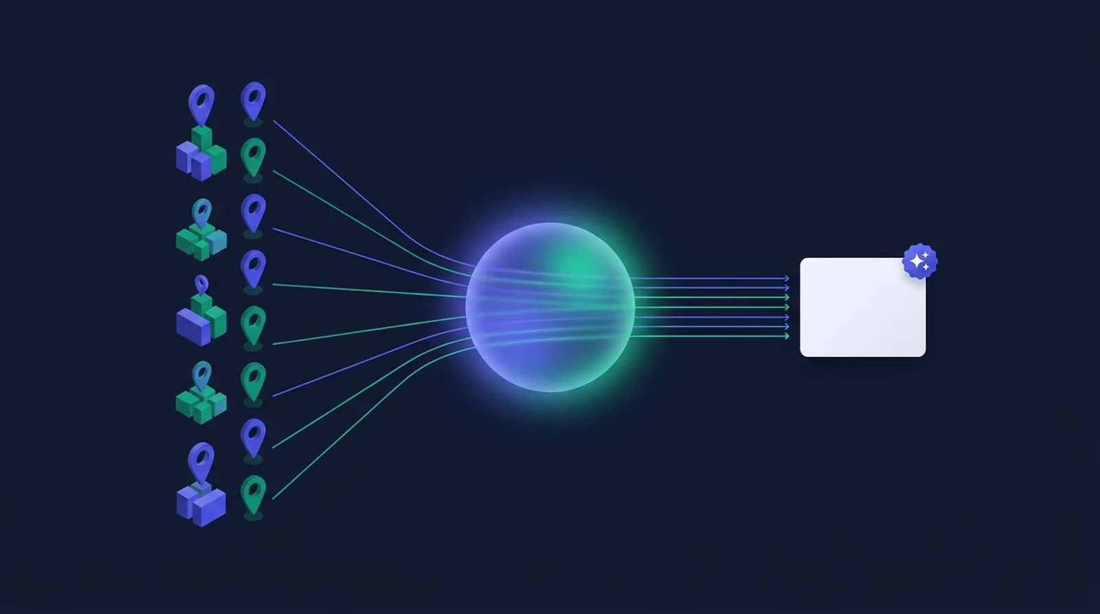 Illustration of AI text traced back to real nearby places