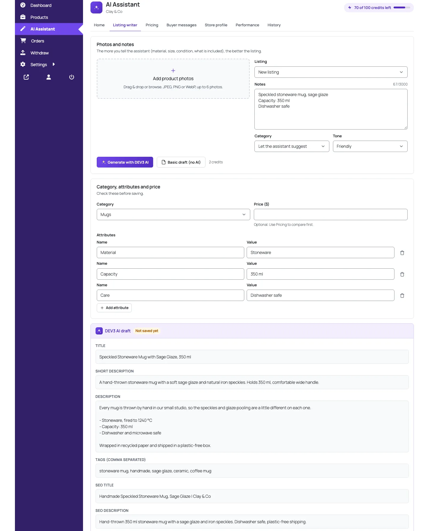DEV3 Technologies · own product